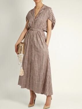 rosie assoulin brown dress Rosie Assoulin Polka-dot One-shoulder Midi Dress
